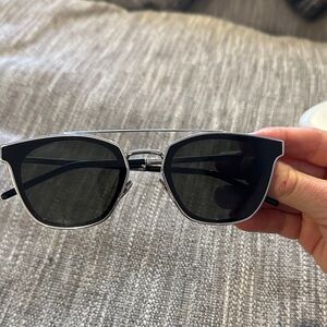 Saint Laurent Black and Silver Sunglasses